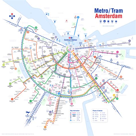 Updated public transport map of Amsterdam, now the North South metro ...