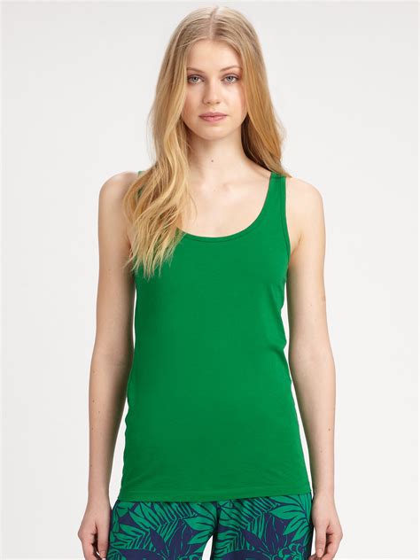 Dkny Cotton Tank Top in Green | Lyst