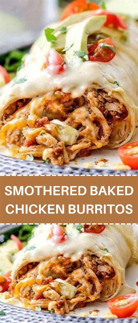 SMOTHERED BAKED CHICKEN BURRITOS | Recipes, Mexican food recipes ...