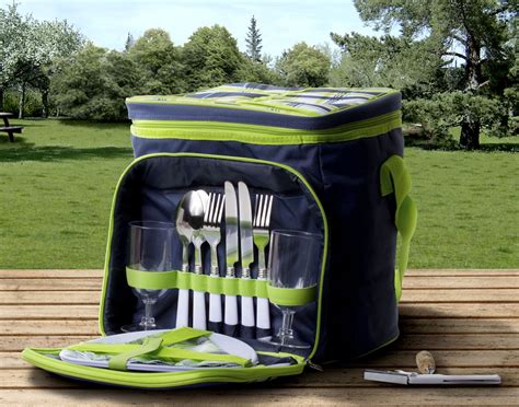 Insulated Picnic Basket Set - Lunch Tote Backpack Cooler w/ Utensils ...