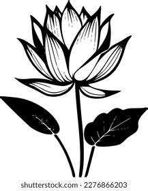 Lotus Flower Black White Vector Illustration Stock Vector (Royalty Free) 2276866203 | Shutterstock