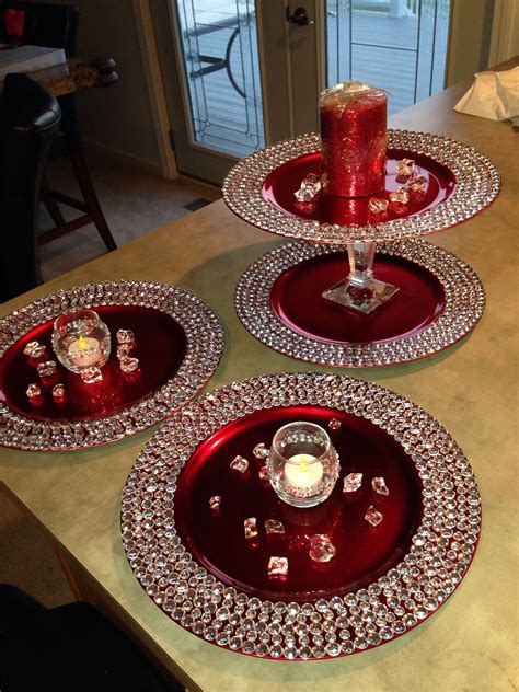 Handmade jeweled chargers I made! Diy Centerpieces, Christmas Centerpieces, Christmas ...