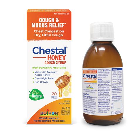 Boiron Chestal Honey Adult Cold and Cough Syrup for Nasal and Chest Congestion, Runny Nose, and ...