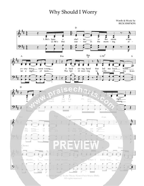 Why Should I Worry Sheet Music PDF (Karen Peck & New River) - PraiseCharts