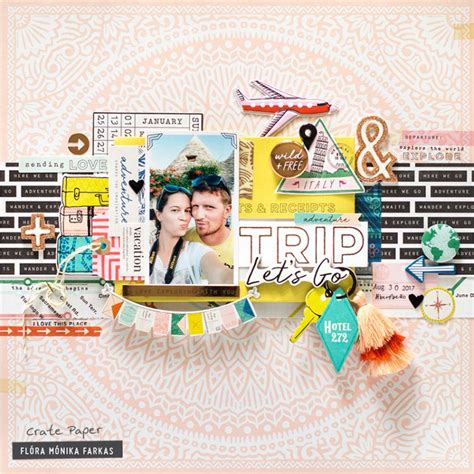 Here + There: Travel Layout | Scrapbook paper crafts, Crate paper, Scrapbook inspiration