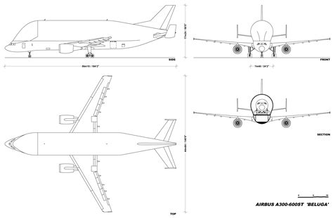 Airbus A300-600ST Beluga Blueprint - Download free blueprint for 3D modeling