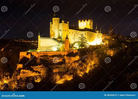 Alcazar of Segovia in Night Stock Photo - Image of european, civil ...