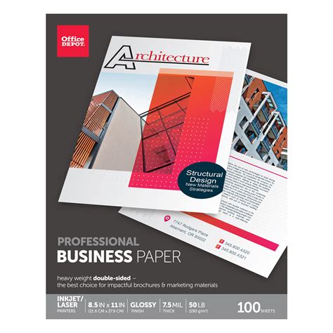 Buy Office Depot Professional Brochure And Flyer Paper, Glossy, 8 1/2in. x 11in., 50 Lb, Pack Of ...