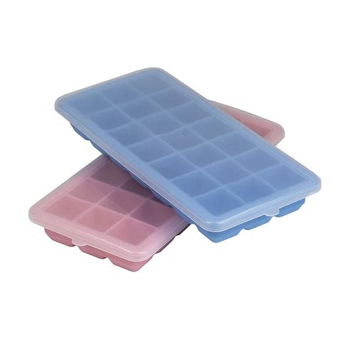 100% BPA Free Ice Cube Trays Easy Release Silicone and Flexible 21 Grid Ice Trays with Lid ...