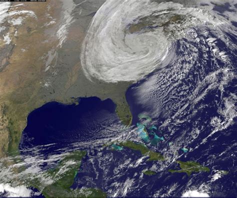 October 30, 2012: Hurricane Sandy, pictured at 1255 UTC, moves inland