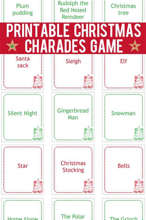 Christmas Charades Cards: Printable Game Cards to Print-and-Play