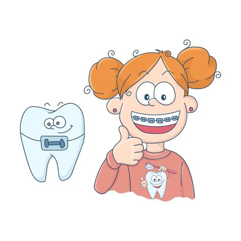 Arte sobre o tema da odontologia infantil. Dentes com aparelho. 490114 ...