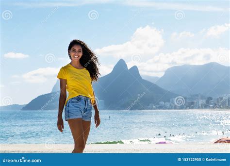 Beautiful Brazilian Girl at Ipanema Beach at Rio De Janeiro Stock Photo ...