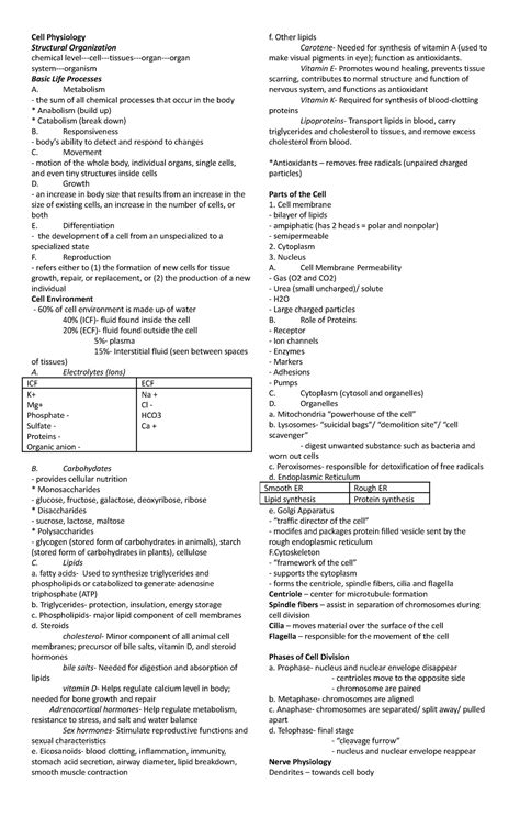 Cell Physiology lecture - Cell Physiology Structural Organization chemical - Studocu