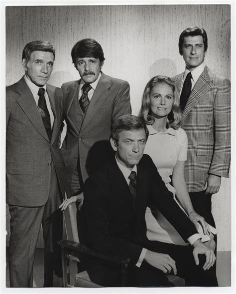 The cast of The New Perry Mason. Monte Markham as Perry Mason (seated ...