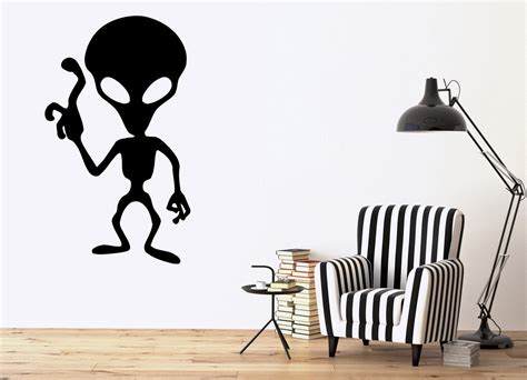 Vinyl Decal Alien UFO Child Room Humanoid Extraterrestrial Wall Sticke ...