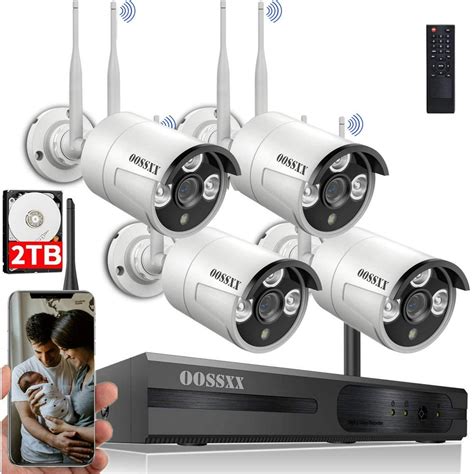 Wireless Security Camera System, OOSSXX 3.0MP Home Surveillance Cameras ...