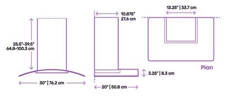 GE Wall-Mount Pyramid Chimney Hood Dimensions & Drawings | Dimensions.com