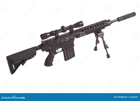 Sniper rifle with bipod stock photo. Image of firearms - 37938744