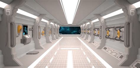 Futuristic Design Spaceship Interior With Metal Floor And Light Panels Editorial Stock Photo ...