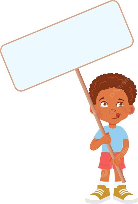 African Boy Holding Banner Male American Sign Vector, Male, American, Sign PNG and Vector with ...