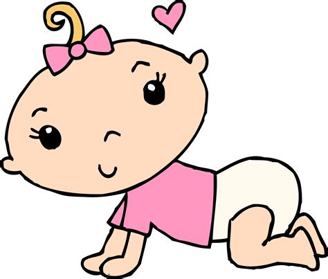 Little Baby Girl Crawling - Free Clip Art