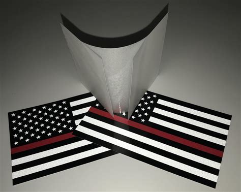 Reflective Thin Red Line American Flag Stickers 6" x 3 5/8"