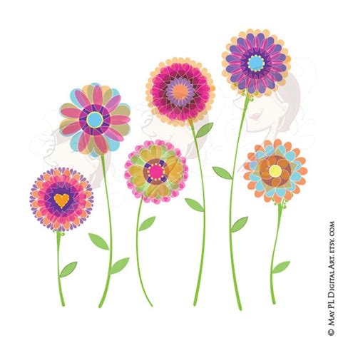 Spring Flowers Clip Art Digital Florals Graphic to make | Etsy