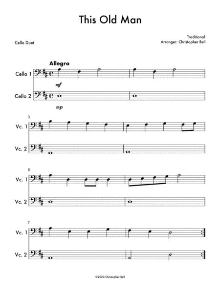 This Old Man Sheet Music | Traditional | Cello Duet