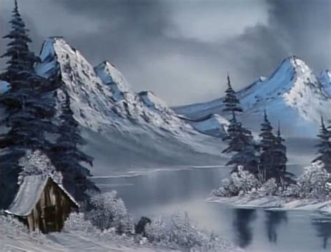 Bob Ross “An Arctic Winter Day” | Landscape art painting, Mountain ...