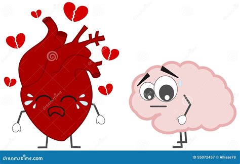 Heart Breaking Versus Brain Concept Illustration Stock Vector - Illustration of healthy, mind ...