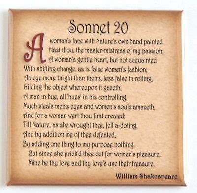 Sonnet 20 FRIDGE MAGNET (3 x 3 inches) William Shakespeare | eBay