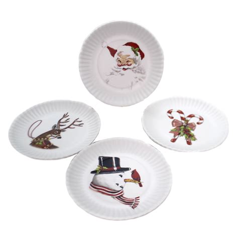 Tabletop RETRO CHRISTMAS PLATE Melamine Santa Snowman Reindeer Canes Me0269 - Walmart.com