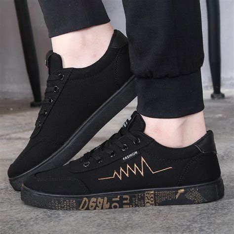 Buy Spring Summer Canvas Shoes Men Sneakers Black Shoes Men's Casual ...