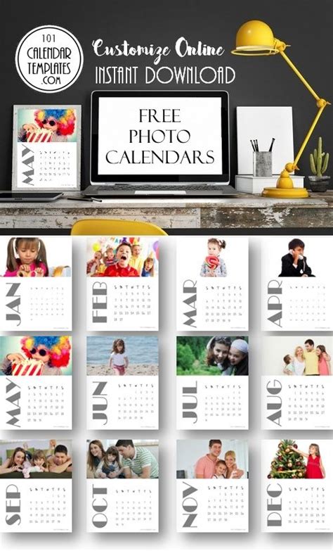 Free printable photo calendars. Instant download. Customize online with ...