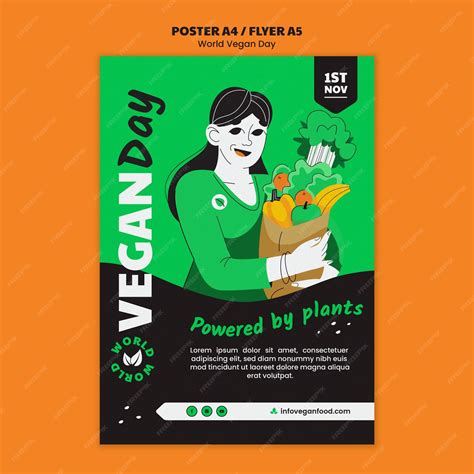 Premium PSD | World vegan day vertical poster template