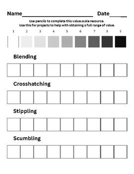 Value Scale Worksheet by Jennifer Brockett | TPT