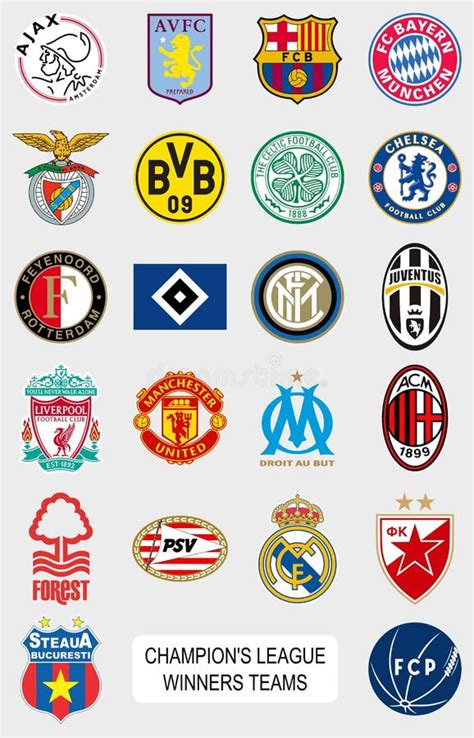 Logotipos Europeos De Los Equipos De Fútbol Fotografía editorial - Ilustración de iconos ...