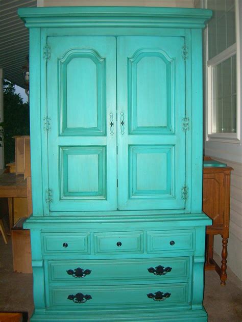 color place - Cozumel aqua flat paint with minwax jacobean stain! Turquoise Painted Furniture ...