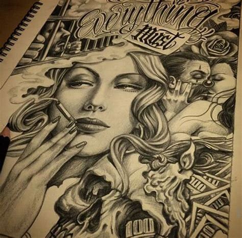 Chicano Arte Prison Drawings, Badass Drawings, Payasa Tattoo, Aztec Tattoo, Art Chicano, Chicano ...