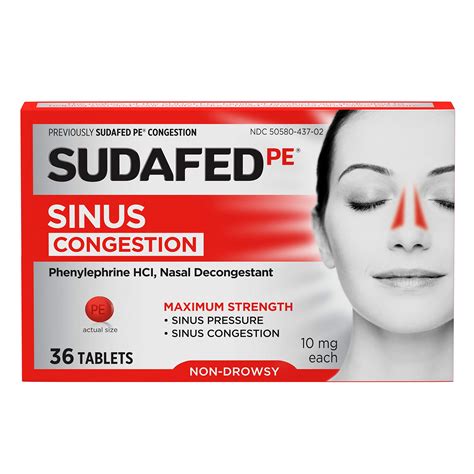 Buy Sudafed PE Sinus Congestion Maximum Strength Non-Drowsy Decongestant s, 36 ct Online at ...