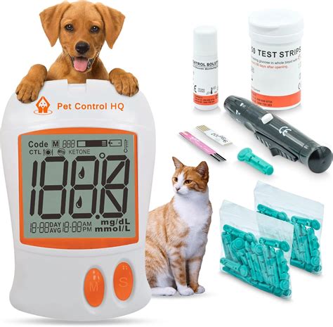 Pet Control HQ Blood Sugar Glucose Monitor System Calibrated for Dogs and Cats - Kit with ...