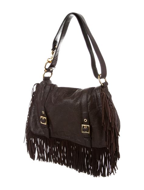 Tory Burch Fringe-Embellished Leather Shoulder Bag - Handbags ...