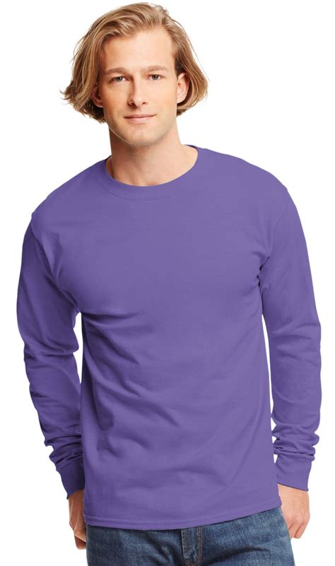 Hanes - TAGLESS Men`s Long-Sleeve T-Shirt - Best-Seller, 5586, M, Purple - Walmart.com - Walmart.com