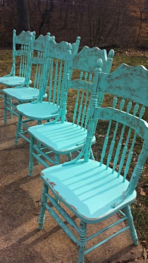 Teal distressed dining chairs Refinishing by Dahlias Floral Design & Vintage Decor Clemmons: NC ...
