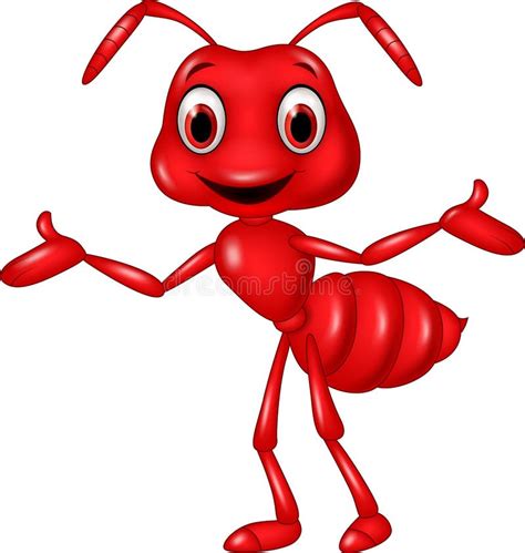 Cartoon Red Ant Waving on White Background Stock Vector - Illustration of waist, smile: 69072652