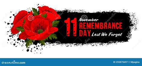 Remembrance Day Red Poppy Flowers Stock Vector - Illustration of ...