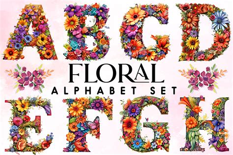 Floral Alphabet Set - 26 Letters Graphic by CraftlabSVG · Creative Fabrica