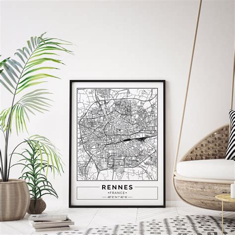 Rennes France Map Rennes City Map Rennes Poster Rennes - Etsy