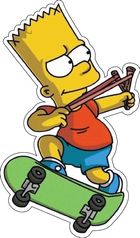 Bart Simpson Skating With Slingshot Skateboarding Mischief vinyl sticker